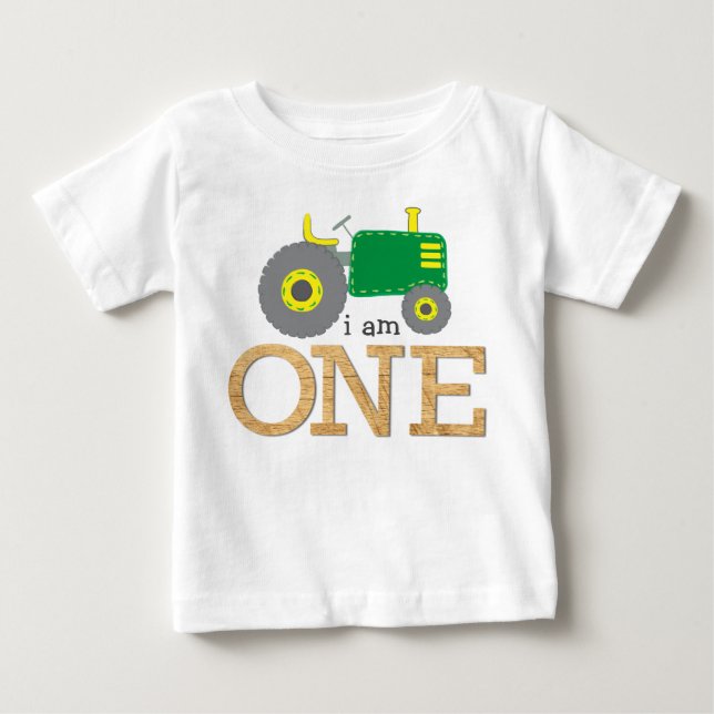 T-shirt Pour Bébé Premier anniversaire du tracteur vert (Devant)