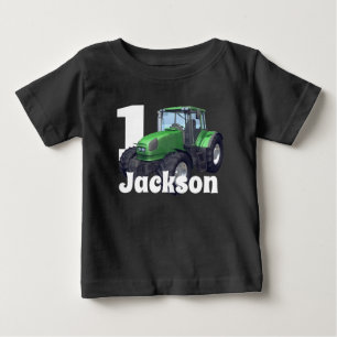 T-shirt Pour Bébé Premier anniversaire du tracteur vert personnalis