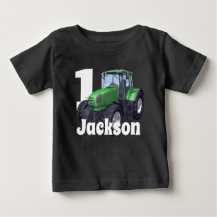 T-shirt Pour Bébé Premier anniversaire du tracteur vert personnalisé