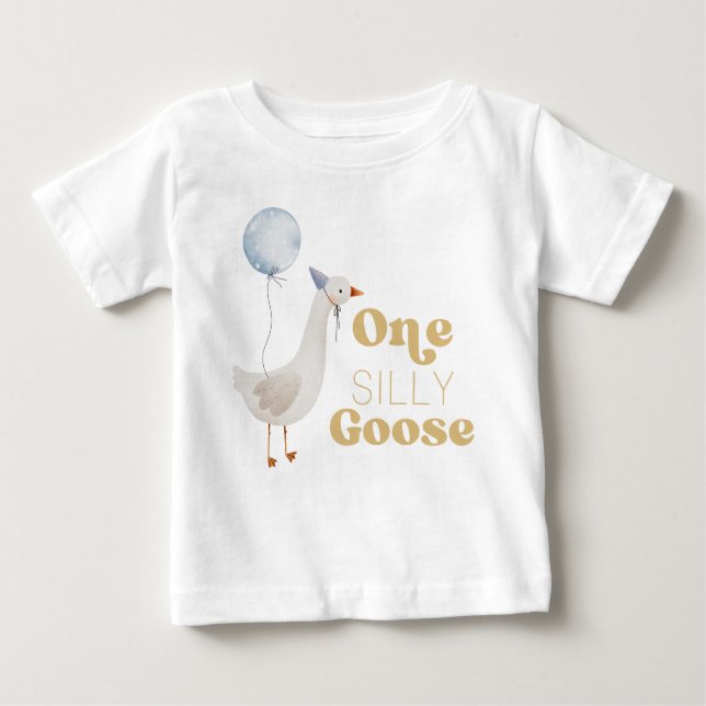 T-shirt Pour Bébé Premier Anniversaire d'Une Oie Idiote (Devant)