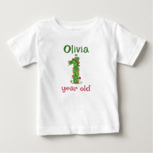 T-shirt Pour Bébé Premier Anniversaire Fleurs et Lianes