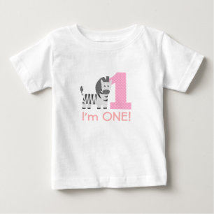 T-shirt Pour Bébé Premier anniversaire, j'ai un an, zèbre mignon