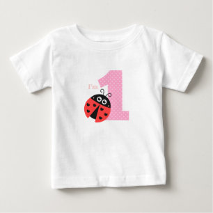 T-shirt Pour Bébé Premier anniversaire, je suis un, mignon coccinell