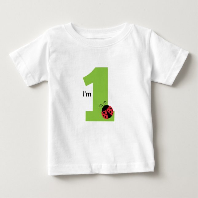 T-shirt Pour Bébé Premier anniversaire, je suis un, mignon coccinell (Devant)
