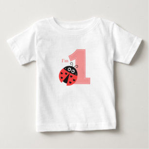 T-shirt Pour Bébé Premier anniversaire, je suis un, mignon coccinell