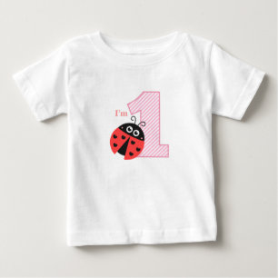 T-shirt Pour Bébé Premier anniversaire, je suis un, mignon coccinell