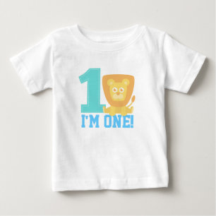 T-shirt Pour Bébé Premier anniversaire, je suis un, mignon Lion