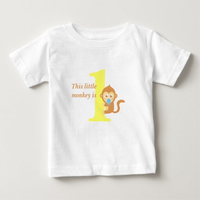 T-shirt Pour Bébé Premier anniversaire, le petit singe est un (Devant)