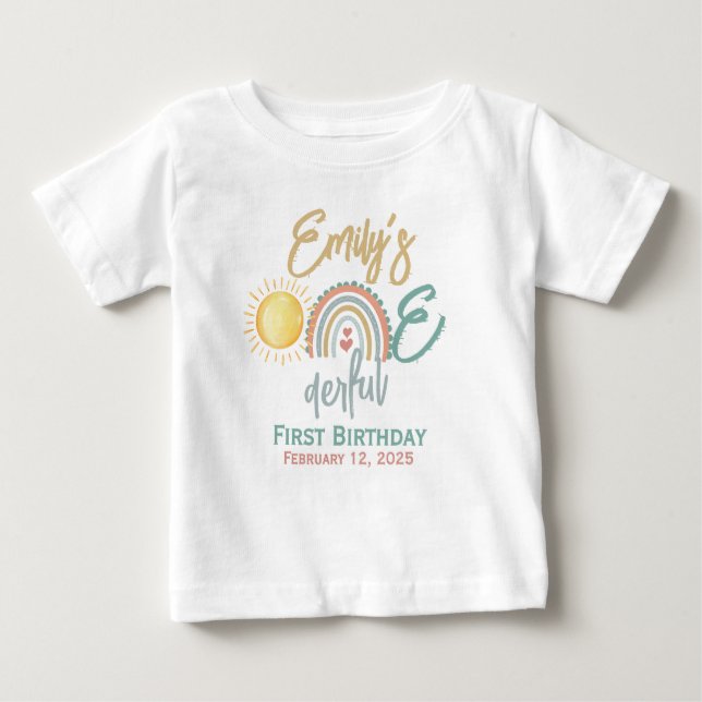 T-shirt Pour Bébé Premier anniversaire merveilleux de la petite fill (Devant)