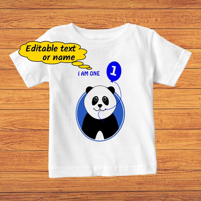 T-shirt Pour Bébé Premier anniversaire mignon panda texte personnali (Créateur téléchargé)