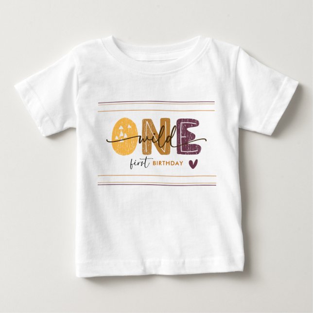 T-shirt Pour Bébé Premier Anniversaire Moderne Wild One (Devant)