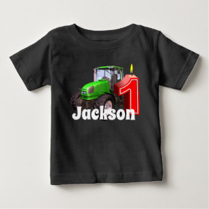 T-shirt Pour Bébé Premier anniversaire personnalisé de tracteur ver