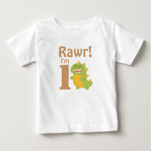 T-shirt Pour Bébé Premier anniversaire, Rawr ! J'ai 1 an, mignon Din
