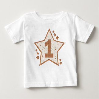 T-shirt Pour Bébé Premier Anniversaire rose et Gold Star