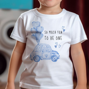 T-shirt Pour Bébé Premier anniversaire Valentine Ballons et voiture