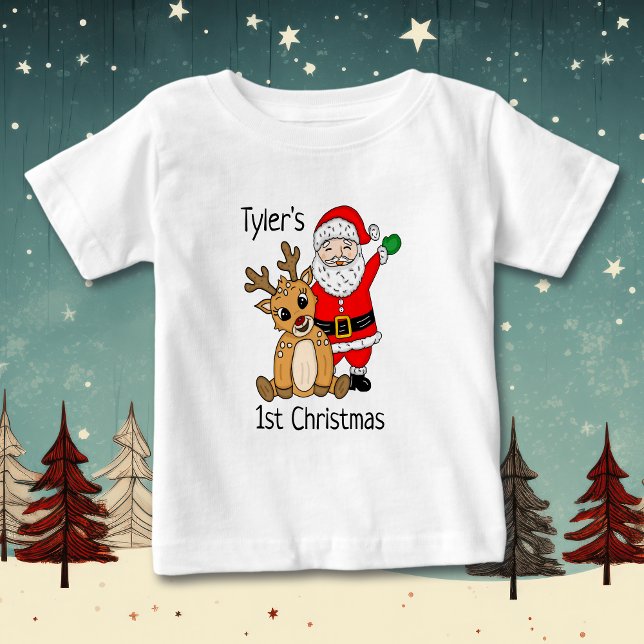 T-shirt Pour Bébé Premier bébé de Noël personnalisé (Créateur téléchargé)