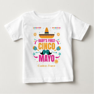 T-shirt Pour Bébé Premier Cinco de Mayo de bébé personnalisé