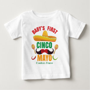 T-shirt Pour Bébé Premier Cinco de Mayo de bébé personnalisé