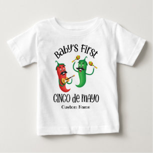 T-shirt Pour Bébé Premier Cinco de Mayo de bébé personnalisé
