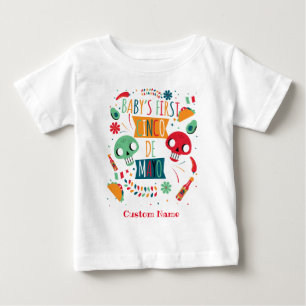 T-shirt Pour Bébé Premier Cinco de Mayo de bébé personnalisé