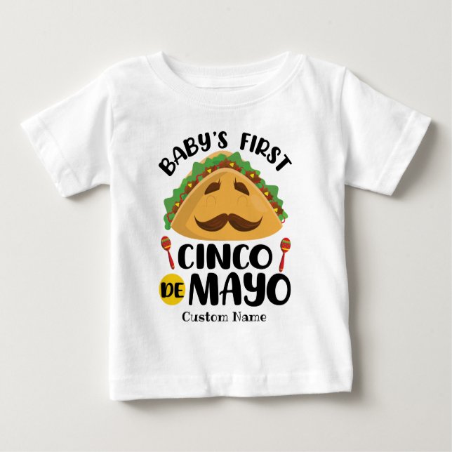 T-shirt Pour Bébé Premier Cinco de Mayo de bébé personnalisé (Devant)