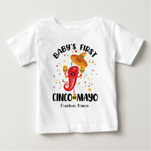 T-shirt Pour Bébé Premier Cinco de Mayo de bébé personnalisé