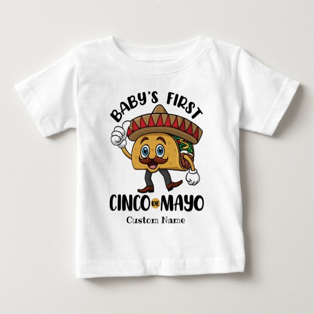 T-shirt Pour Bébé Premier Cinco de Mayo de bébé personnalisé (Devant)
