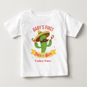 T-shirt Pour Bébé Premier Cinco de Mayo de bébé personnalisé