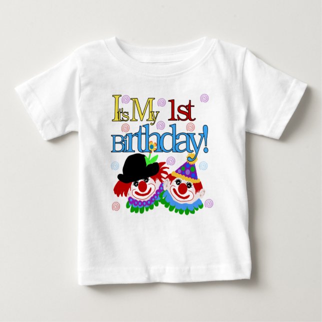 T-shirt Pour Bébé Premier clown d'anniversaire (Devant)