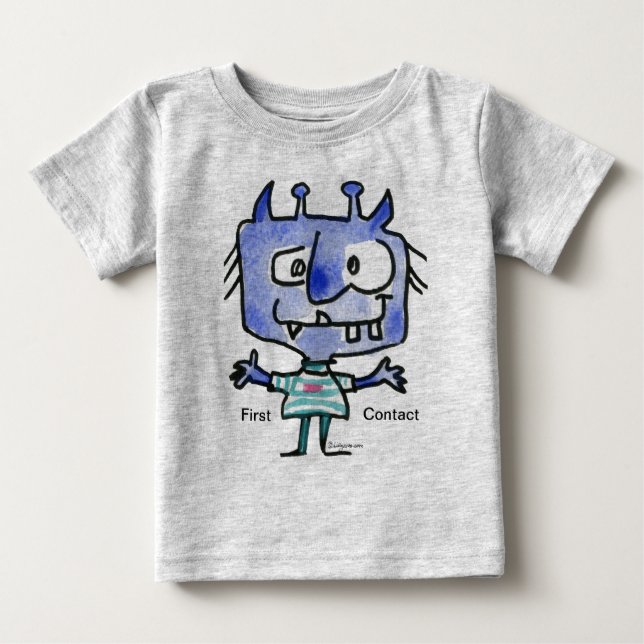T-shirt Pour Bébé Premier contact : Alien bleu #22 (Devant)