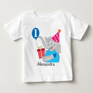 T-shirt Pour Bébé Premier éléphant d'anniversaire avec ballon