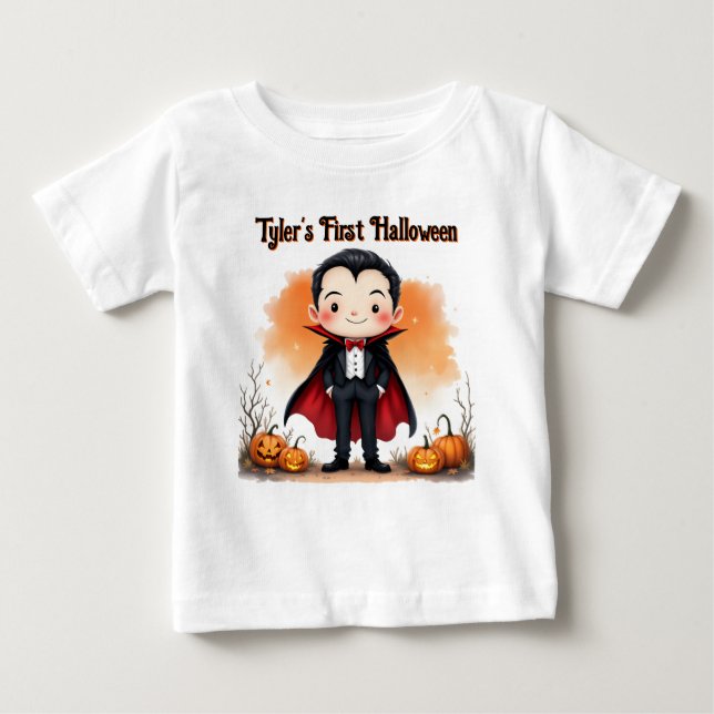T-shirt Pour Bébé Premier Halloween de Vampire Pas Si Effrayant (Devant)