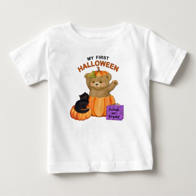 T-shirt Pour Bébé Premier Halloween Teddy (Devant)