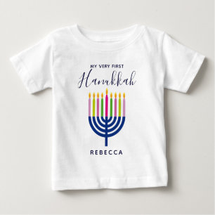 T-shirt Pour Bébé Premier Hanoukka avec des bougies