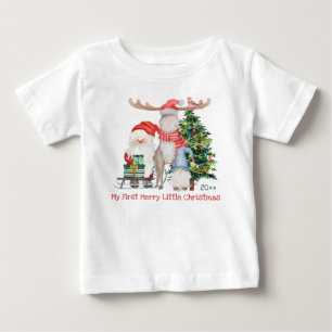 T-shirt Pour Bébé Premier Joyeux petit Noël mignonne Père Noël et