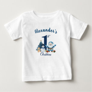 T-shirt Pour Bébé Premier Noël Blue Père Noël