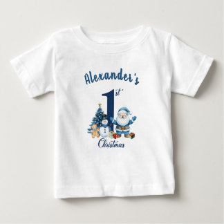 T-shirt Pour Bébé Premier Noël Blue Père Noël