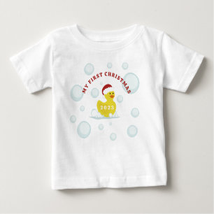 T-shirt Pour Bébé Premier Noël du bébé canard en caoutchouc