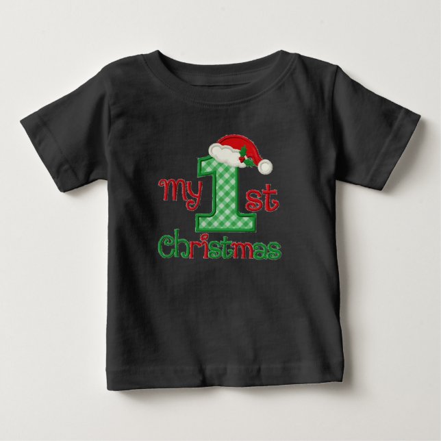 T-shirt Pour Bébé Premier Noël du bébé - nom customisé - (Devant)