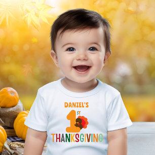 T-shirt Pour Bébé Premier nom de dindon de Thanksgiving drôle pour e