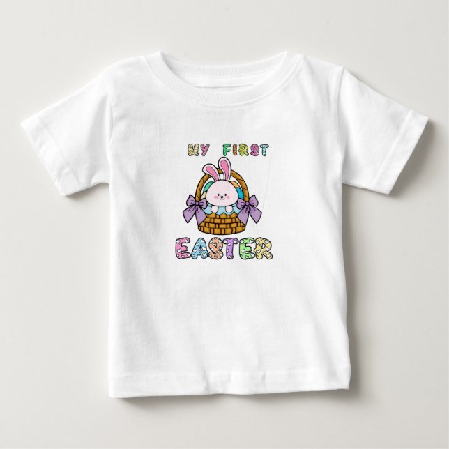 T-shirt Pour Bébé Premier panier de lapin de Pâques (Devant)