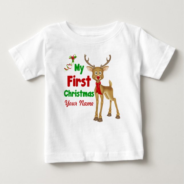 T-shirt Pour Bébé Premier renne de Noël du bébé (Devant)