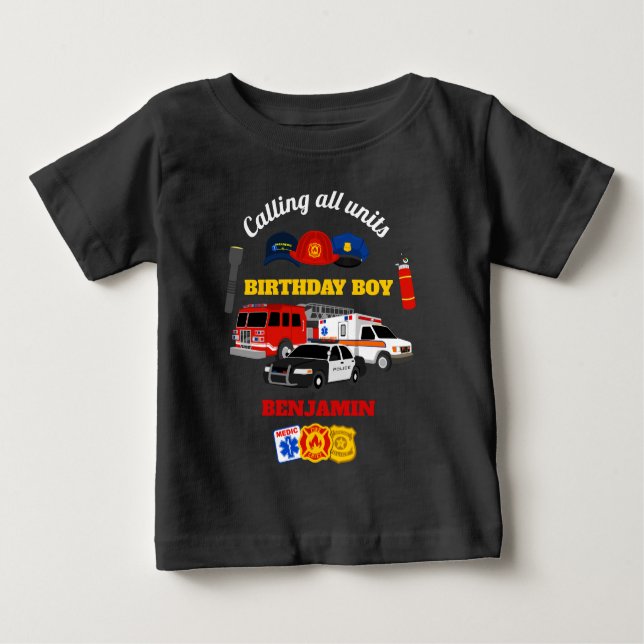T-shirt Pour Bébé Premier répondant Anniversaire Garçon chemise (Devant)