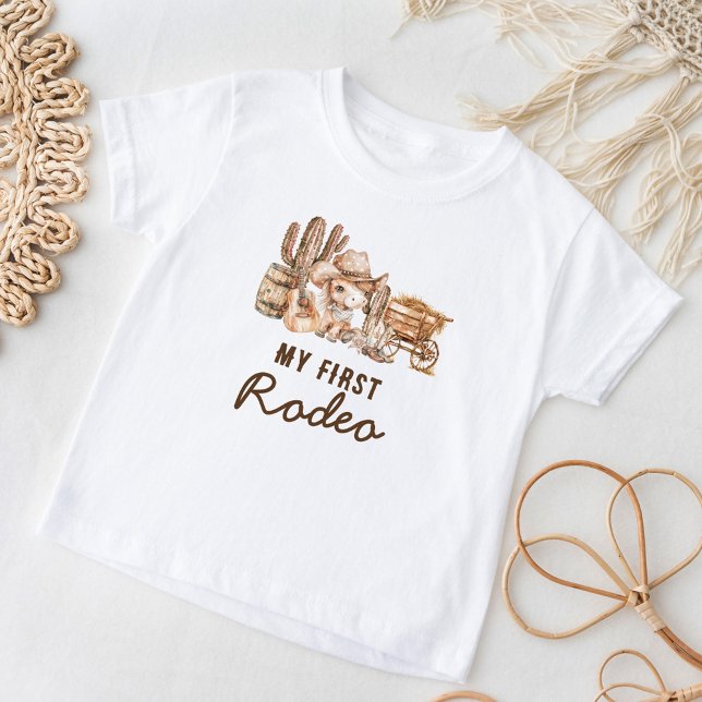 T-shirt Pour Bébé Premier Rodéo Anniversaire Cowboy de Country (Créateur téléchargé)