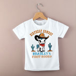 T-shirt Pour Bébé Premier Rodeo mignon cowboy cheval d'anniversaire<br><div class="desc">Premier Rodeo mignon cowboy baby cheval chemise de fête d'anniversaire,  adorable cheval blanc bébé dans un casquette cowboys et selle décorée pour cowboys western thème fête d'anniversaire t-shirt,  peut obtenir set de jumelage pour la famille d'anniversaire photo</div>