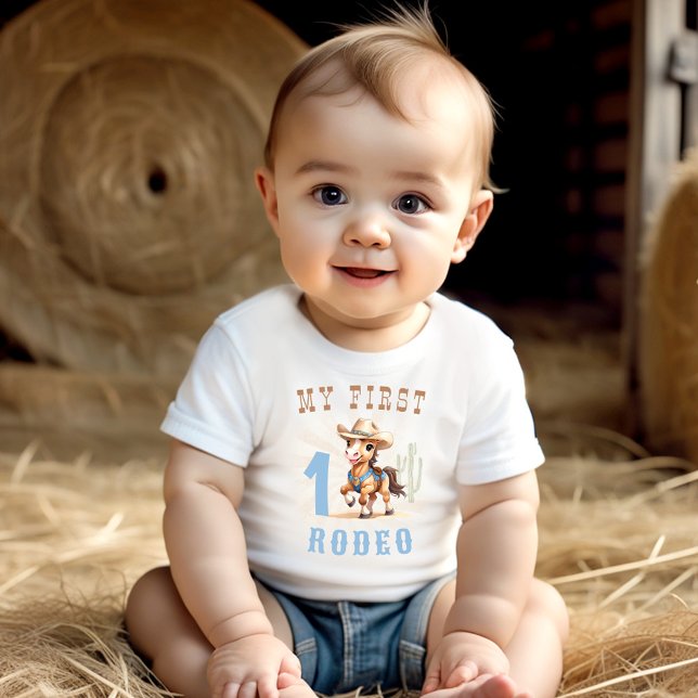 T-shirt Pour Bébé Premier Rodeo Western Cowboy 1er anniversaire (First Rodeo Western Cowboy 1st Birthday Baby T-Shirt)
