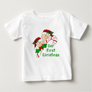 T-shirt Pour Bébé Premier sucre de canne de Noël de jumeaux