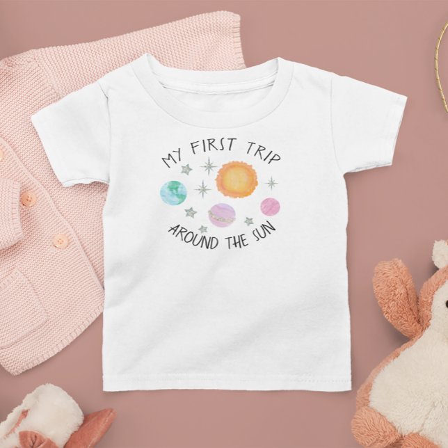 T-shirt Pour Bébé Premier tour autour du soleil pour fille 1er anniv (Créateur téléchargé)
