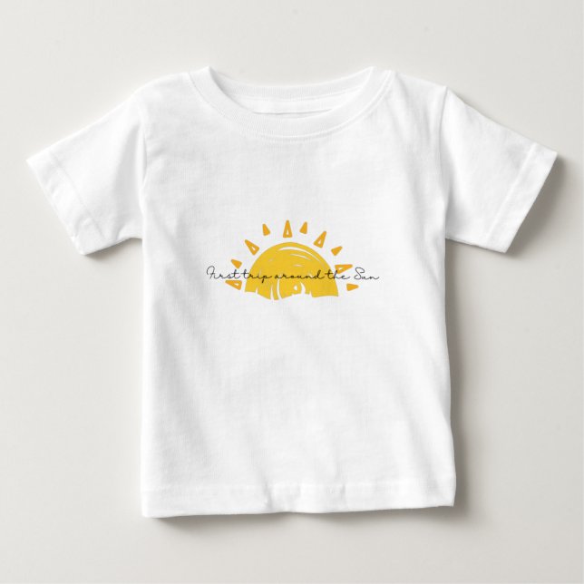 T-shirt Pour Bébé Premier Voyage Autour Du Soleil Premier Anniversai (Devant)