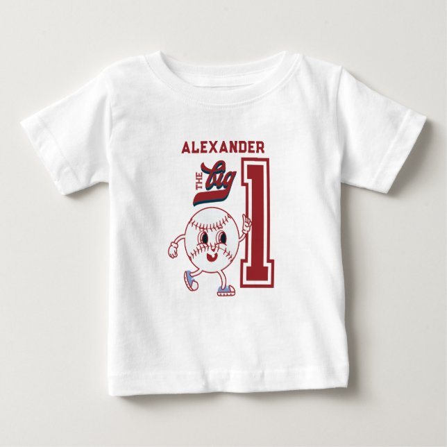 T-shirt Pour Bébé Première année de baseball du grand numéro anniver (Devant)